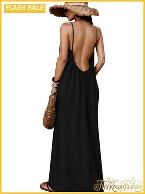 Backless Cami Maxi Sundress Sleeveless Scoop Neck Loose Fit Summer Dress